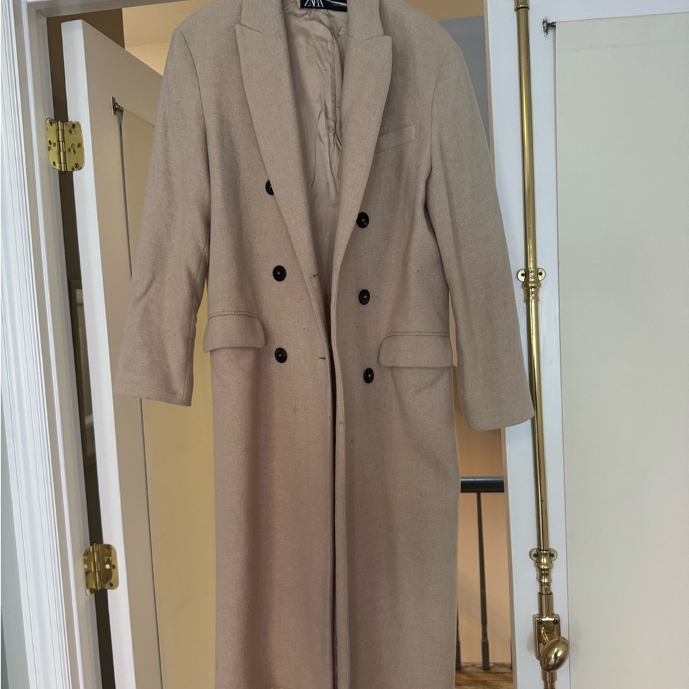 Zara Tan Double-Breasted Trench Coat - Picture 5 of 7